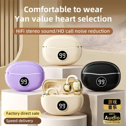 Wireless Headphones Fone Bluetooth Headset With Mic Handsfree Noise Canceling Earphones Clip Ear Music  Sports Gaming Earplug