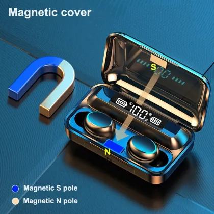 Wireless Headphones Bluetooth Earpods Sports Stereo Noise Canceling  Headphone Microphone Speaker with LED light headphones