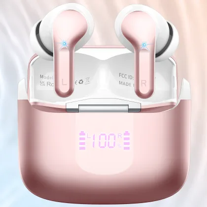Wireless Earbuds, Bluetooth 5.3 Headphones Sports Headphones In Ear with 4 ENC Noise Cancelling Mic, 40H Playback , LED Display.