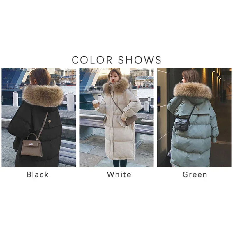TFETTERS with Fur Collar Hooded Long Coat Women 2024 New Korean Casual Loose Down Cotton Padded Parkas Women Winter Clothing - Image 4