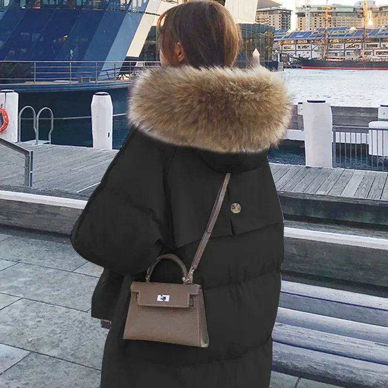 TFETTERS with Fur Collar Hooded Long Coat Women 2024 New Korean Casual Loose Down Cotton Padded Parkas Women Winter Clothing - Image 3
