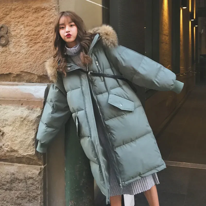 TFETTERS with Fur Collar Hooded Long Coat Women 2024 New Korean Casual Loose Down Cotton Padded Parkas Women Winter Clothing - Image 2