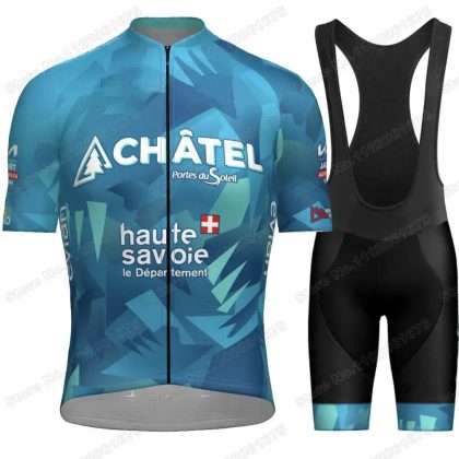 Chatel Team Cycling Jersey Set Men Summer Road Bike Shirt Bib Shorts
