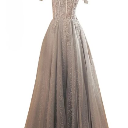 Customized Slim A-Line Evening Gown | Sequin Bandage Strapless Off-Shoulder Backless Floor-Length Party Dress