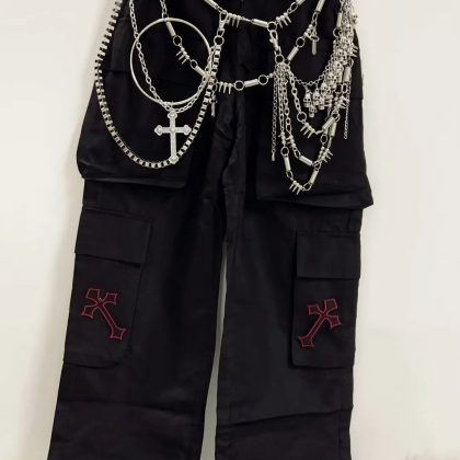 Gothic Y2K Harajuku Trousers Punk Aesthetic High Waist Unique Street Style Pants